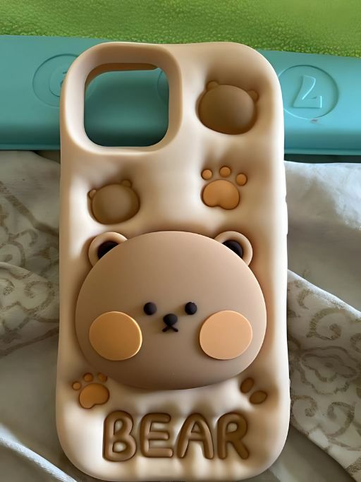 Iphone 13 Elevate Cute Case Cover, 3D Fun Cartoon Bear Design Case with 360 Camera Protection and Shockproof